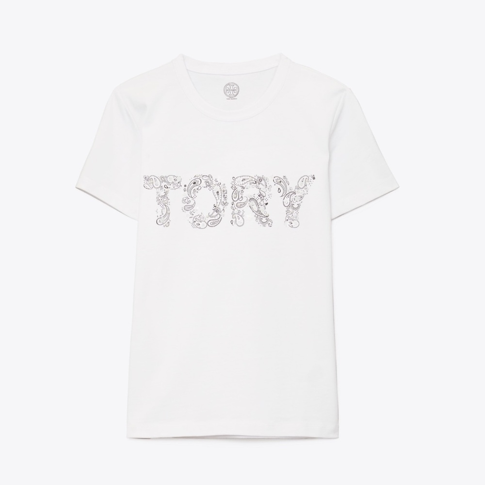 NWT~TORY BURCH~TORY Paisly Embellished T-shirt